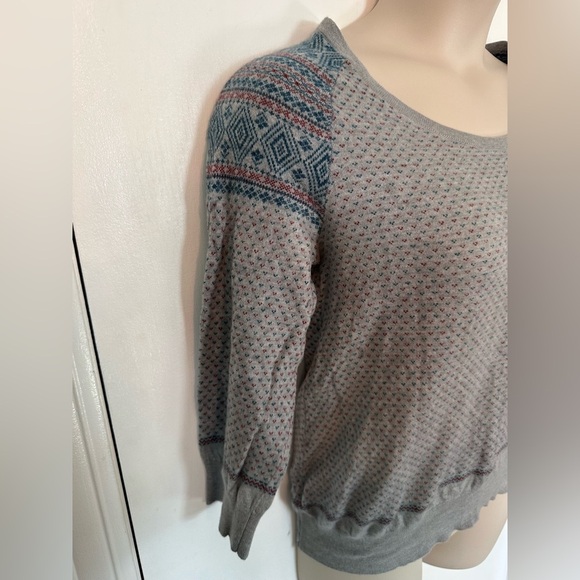 NORTH FACE Long Sleeve Nordic Sweater Womens Wool Blend Gray Y2K Sz L #1727 - Picture 4 of 9